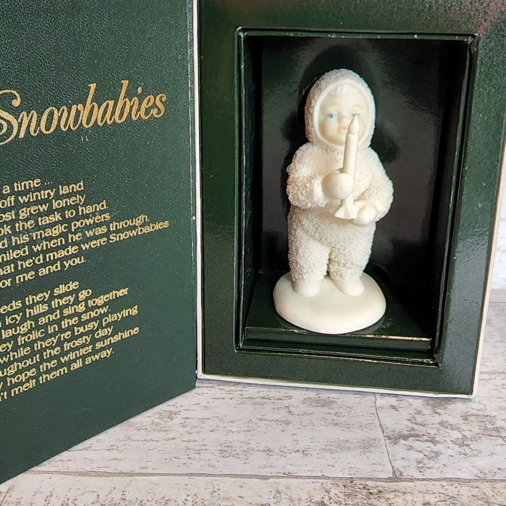DEPT 56 SNOWBABIES JUST ONE LITTLE CANDLE 68233 CHRISTMAS White FIGURINE Vintage